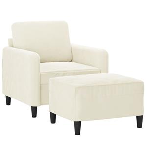 vidaXL Fauteuil met voetenbank 60 cm fluweel crèmekleurig