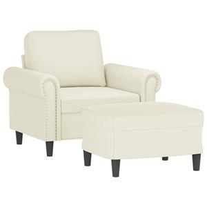 vidaXL Fauteuil met voetenbank 60 cm fluweel crèmekleurig