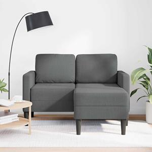 vidaXL 2-zitsbank met ligstoel L-vormig donkergrijs 125 cm stof