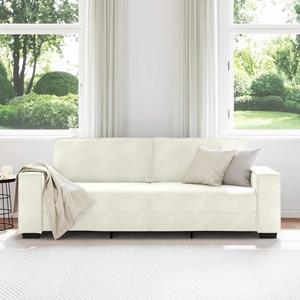 vidaXL Driezitsbank 180 cm fluweel crèmekleurig