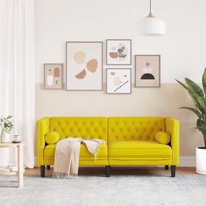 vidaXL Tweezitsbank Chesterfield-stijl en bolsters fluweel geel