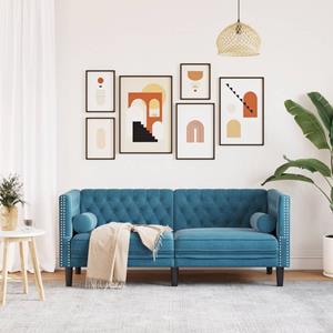 vidaXL Tweezitsbank Chesterfield-stijl en bolsters fluweel blauw