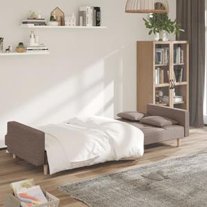 vidaXL Slaapbank 2-zits met 2 kussens stof taupe