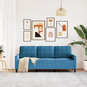 vidaXL Driezitsbank 180 cm fluweel blauw