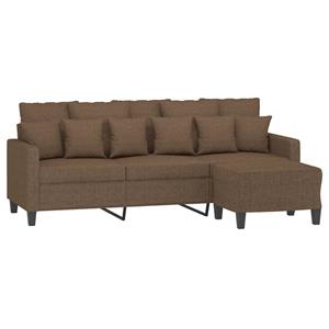 vidaXL Driezitsbank met voetenbank 180 cm stof bruin