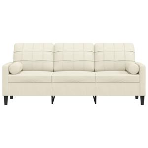 vidaXL Driezitsbank met sierkussens 180 cm fluweel crèmekleurig