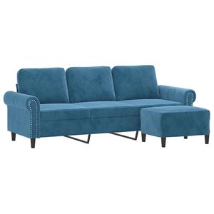vidaXL Driezitsbank met voetenbank 180 cm fluweel blauw