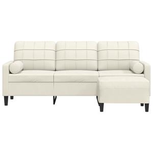 vidaXL Driezitsbank met voetenbank 180 cm fluweel crèmekleurig