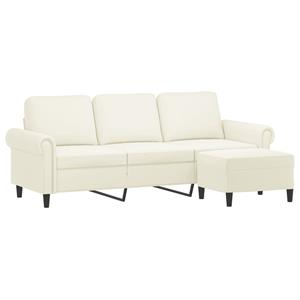 vidaXL Driezitsbank met voetenbank 180 cm fluweel crèmekleurig