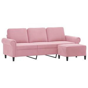 vidaXL Driezitsbank met voetenbank 180 cm fluweel roze