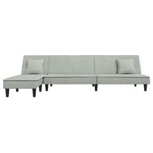 vidaXL Slaapbank L-vormig 255x140x70 cm fluweel lichtgrijs