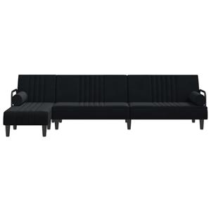 vidaXL Slaapbank L-vormig 260x140x70 cm fluweel zwart