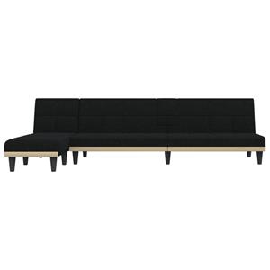 vidaXL Slaapbank L-vormig 255x140x70 cm fluweel zwart