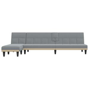 vidaXL Slaapbank L-vormig 255x140x70 cm stof lichtgrijs