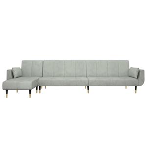 vidaXL Slaapbank L-vormig 275x140x70 cm fluweel lichtgrijs