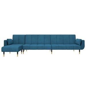 vidaXL Slaapbank L-vormig 275x140x70 cm fluweel blauw