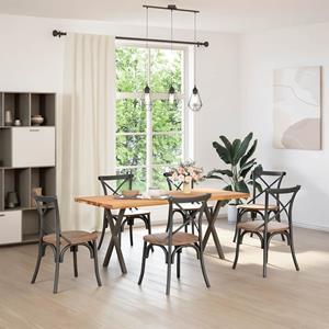 vidaXL Eettafel rechthoekig 180x80x74 cm massief eikenhout lichtbruin