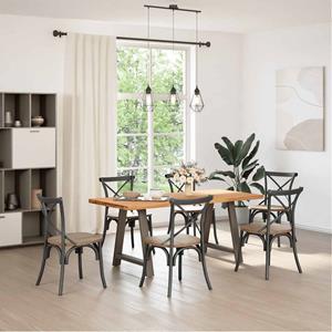 vidaXL Eettafel rechthoekig 180x80x74 cm massief eikenhout lichtbruin