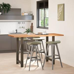 vidaXL Bartafel rechthoekig 180x80x102 cm massief eikenhout lichtbruin