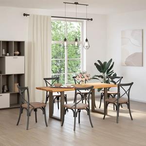 vidaXL Eettafel met natuurlijke rand massief eikenhout rechthoekig