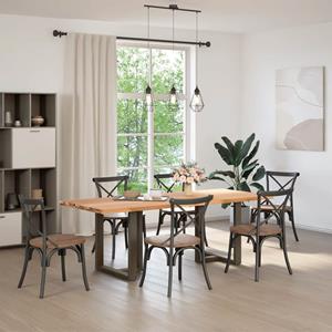 vidaXL Eettafel rechthoekig 220x90x74 cm massief eikenhout lichtbruin