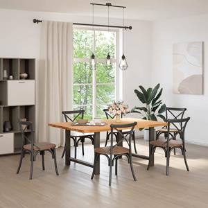 vidaXL Eettafel rechthoekig 180x120x74 cm massief eikenhout lichtbruin