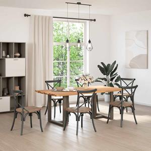 vidaXL Eettafel met natuurlijke rand massief eikenhout rechthoekig