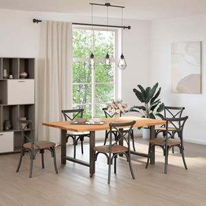 vidaXL Eettafel rechthoekig 200x120x74 cm massief eikenhout lichtbruin