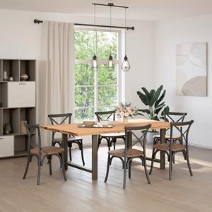 vidaXL Eettafel rechthoekig 220x120x74 cm massief eikenhout lichtbruin