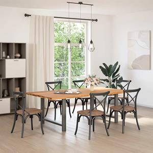 vidaXL Eettafel rechthoekig 220x120x74 cm massief eikenhout lichtbruin