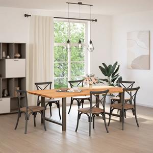 vidaXL Eettafel rechthoekig 240x120x74 cm massief eikenhout lichtbruin