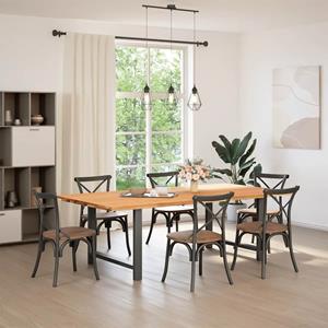 vidaXL Eettafel rechthoekig 240x120x74 cm massief eikenhout lichtbruin