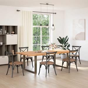vidaXL Eettafel met natuurlijke rand 240x120x74 cm massief eikenhout