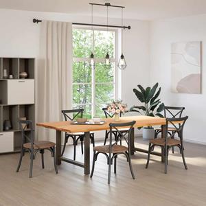 vidaXL Eettafel rechthoekig 240x120x74 cm massief eikenhout lichtbruin