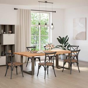 vidaXL Eettafel rechthoekig 240x120x74 cm massief eikenhout lichtbruin