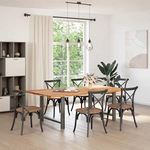 vidaXL Eettafel rechthoekig 320x100x74 cm massief eikenhout lichtbruin