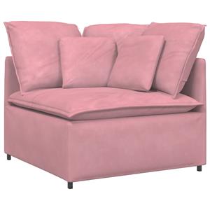 vidaXL Modulaire bank met voetenbank en kussens fluweel roze