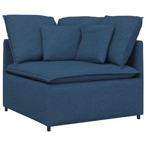 vidaXL Modulaire bank met voetenbank en kussens stof blauw