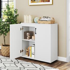 Costway 2-Deurs Opbergkast Moderne Accentkast met Verstelbare Plank Schoenenopbergorganizer met 2 Anti-Kantelkits voor Keuken Hal