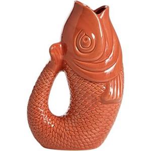 Leen Bakker Vaas Koi - rood - keramiek - 29x18x12,5 cm
