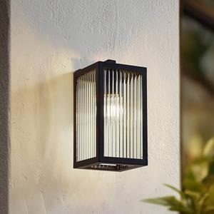 LINDBY buitenwandlamp Bolgar, zwart, metaal, glas, 15cm