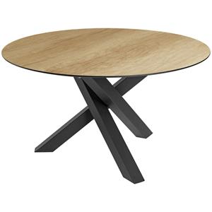 Vega Tafel Gwin; 130x72 cm (ØxH); Tafelblad eiken/naturel, frame zwart; rond