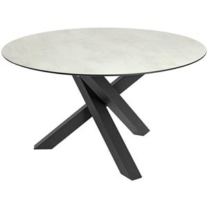 Vega Tafel Gwin; 130x72 cm (ØxH); Tafelblad steengrijs, frame zwart; rond
