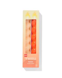 HEMA Korte Huishoudkaars Ø2.2x20cm Gedraaid Oranje - 2 Stuks (oranje)