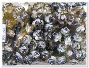 Decoflorall Mulberry roosje Black-White 2tone +/-100 pakje Mulberry roosje