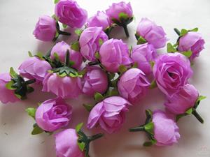 Decoflorall Roosjes 3 cm. zijde Lila voor corsage of zeep +/- 20 stuks Roos zijdebloem