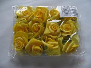 Decoflorall Mini foam roos 2 cm. Geel zelfklevend / pak Mini foam roos