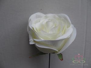 Decoflorall Roos dik WIT voor Corsage en Boeket op draad ZIJDE Grote roos