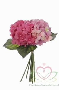 Decoflorall Hortensia Boeketje met *7 PINK ZIJDE Hortensia