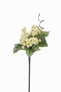 Decoflorall Berrie pick met blad creme Bessen bijsteker